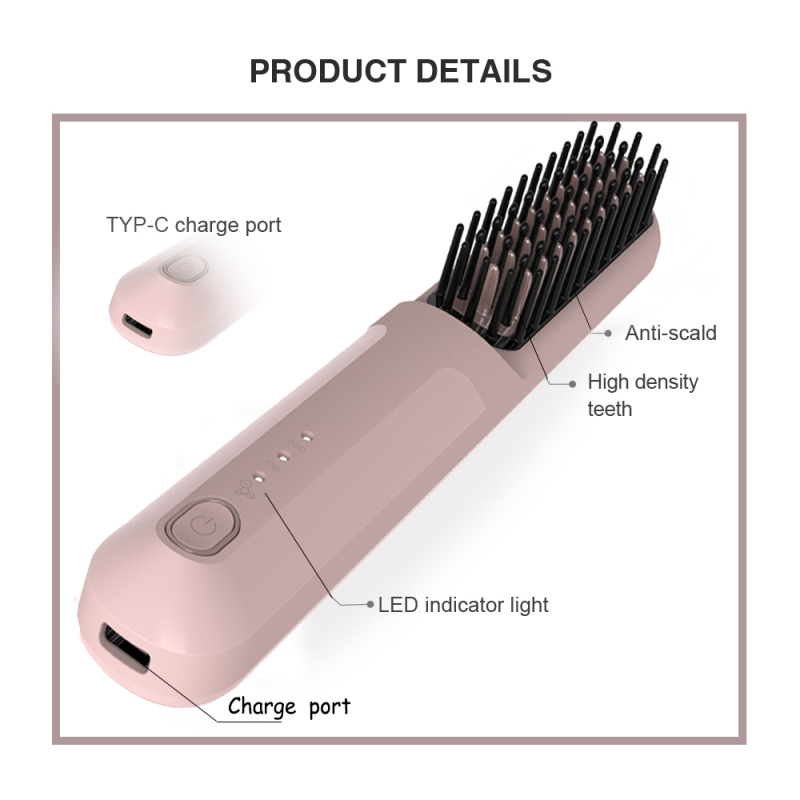 mini wireless beard care brush hair styling straightener brush for travel 