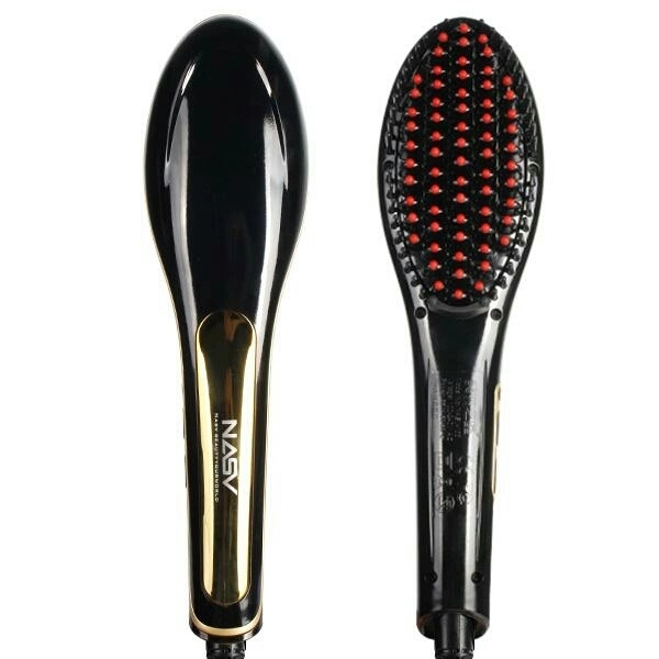 Professional genie ceramic hair electric straightening brush with LCD display