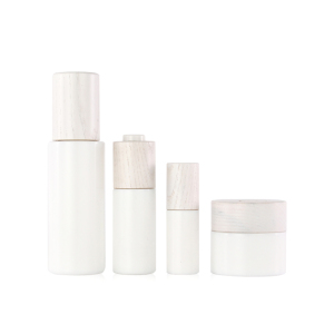 Opal white custom cosmetic lotion glass bottle with different accessories such as pump or dropper 