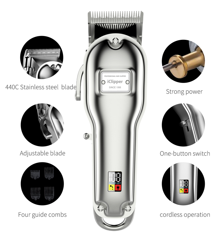 K5s New professional electric LCD power display Hair Clipper for Men 