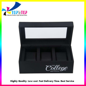 Custom Black Luxury Rigid Watch Packaging Display Box with Window