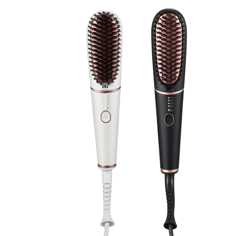 Ionic Automatic Electric Black Ionic Hair Straightening Brush Wholesale beard hair brush straightener