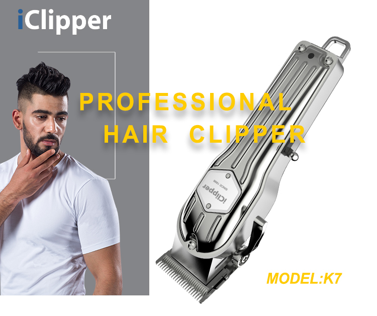iClipper-K7 Professional metal High Quality Electric Rechargeable Hair Clipper Trimmer 