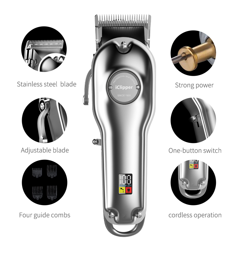 IClipper-K6S Professional Metal Barber Use Hair Clipper Electric Rechargeable Hair Trimmer 