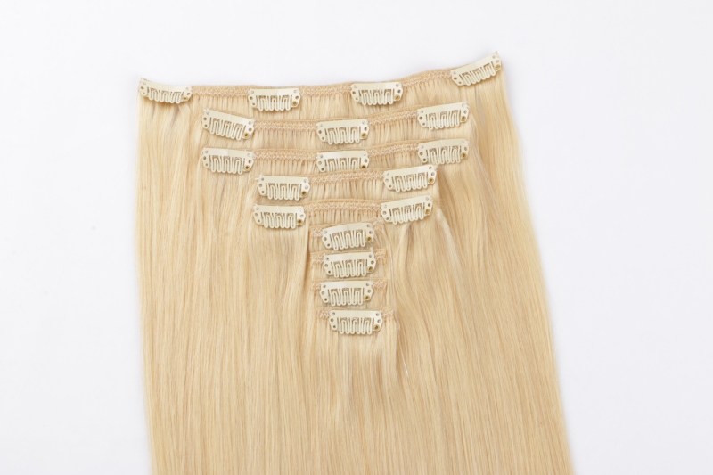 Pure human hair remy clip in hair extensions