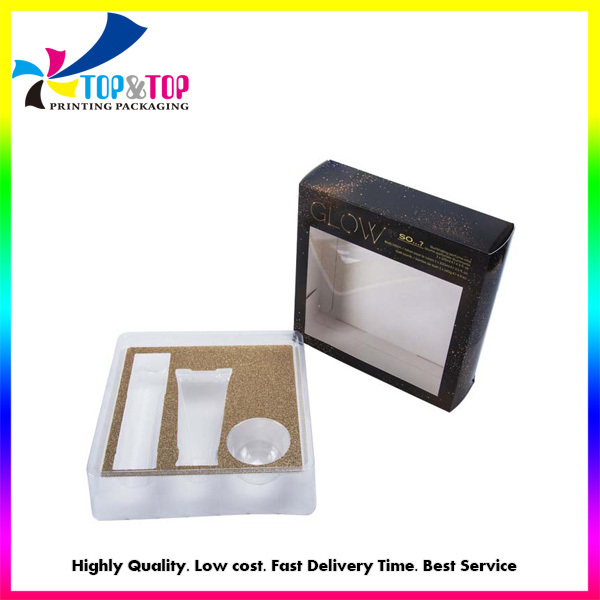 Custom Square Folding Soft Paper Gift Window Box for Cosmeitc Set