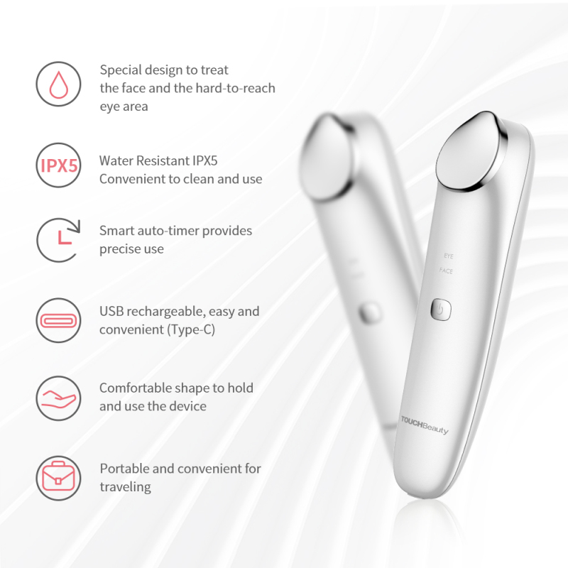 TOUCHBeauty Hot and Cold Facial Massager Eye Massager with Vibration--Portable Handheld Ion facial device for Boosting Absorption, Firming Face and Reducing Puffiness
