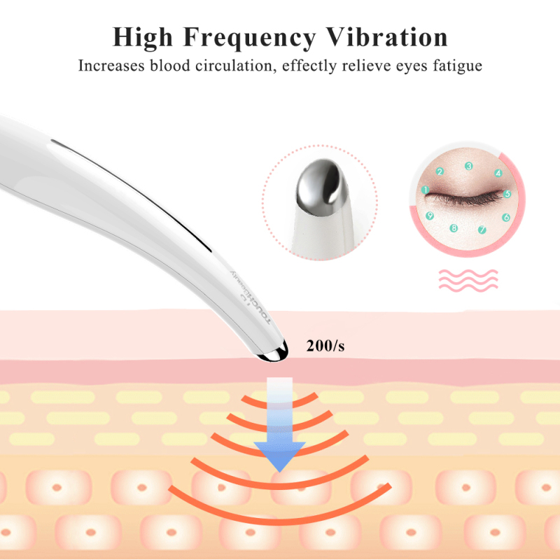 TOUCHBeauty Sonic Eye Massager Wand with Heated & Sonic Vibration Massage for Eyes Dark Circles Puffiness