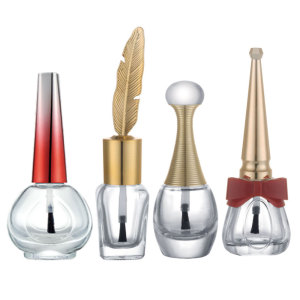 china factory outlets custom 10ml 12ml 15ml clear empty gel nail polish glass bottle with diamond caps and black dupont brush