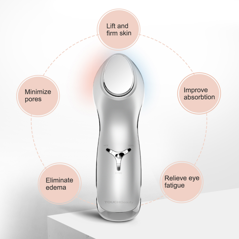 TOUCHBeauty Hot & Cold Massager for Face & Eye with Sonic Vibration for Boosting Absorption, Firming Face and Reducing Puffiness