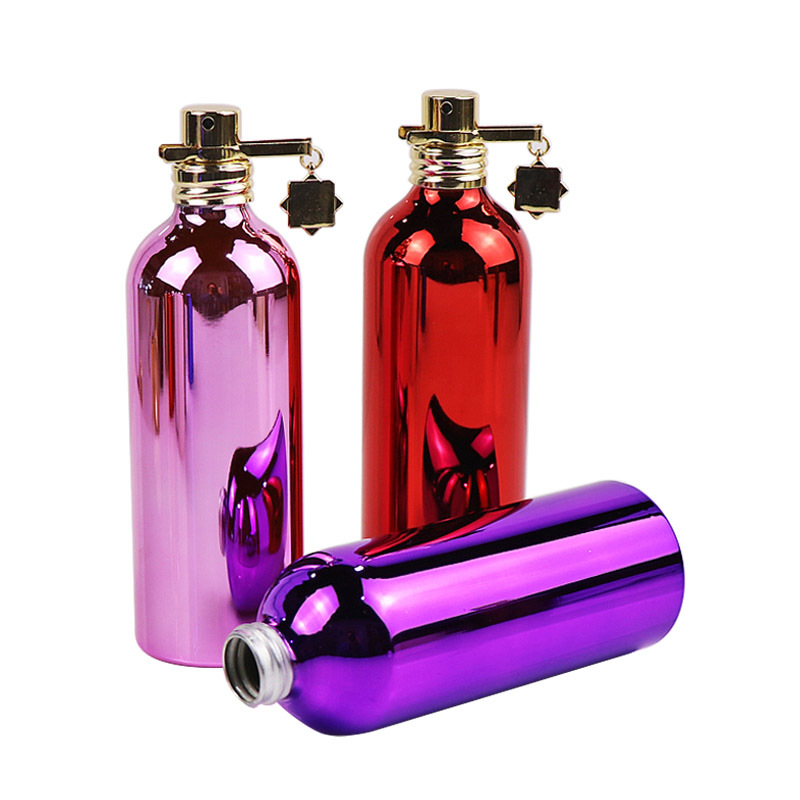 Electroplated aluminum perfume bottle metal cosmetic spray bottle for metal bottle packing 
