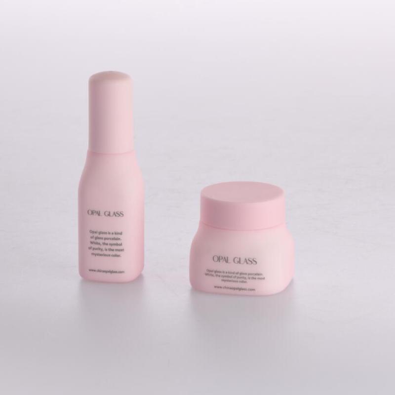 Pink Opal glass essential oil bottle