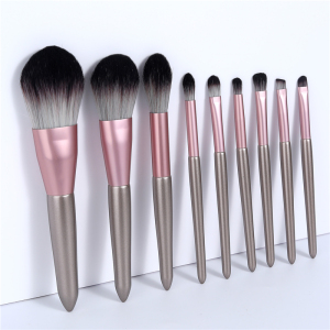 Professional 9pcs rose gold makeup brush set with syntheti hair