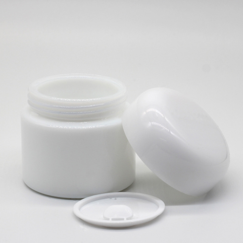 white Opal glass skincare cream jar