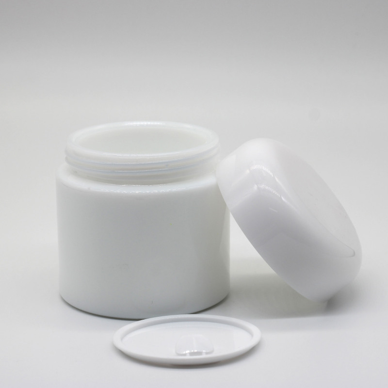 white Opal glass skincare cream jar
