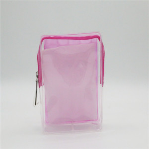 Eco-friendly Promote Purple Clear EVA Zipper Beauty Cosmetic Bag 