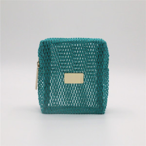 Fashion Polyester Cosmetic Durable Promotion Clear PVC Grid Tote Bag