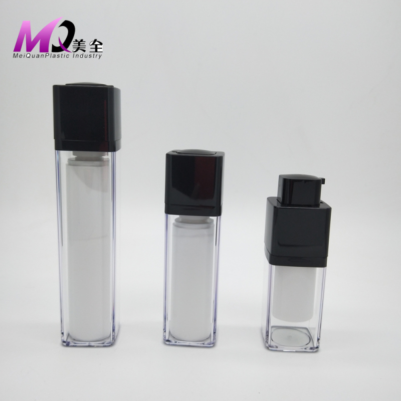 Square Rotate cosmetic airless bottle double wall serum bottle 