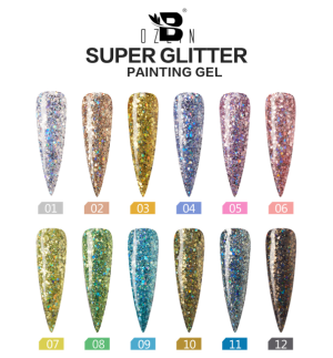 BOZLIN 12 colors painting gel glitter painting gel hot selling 