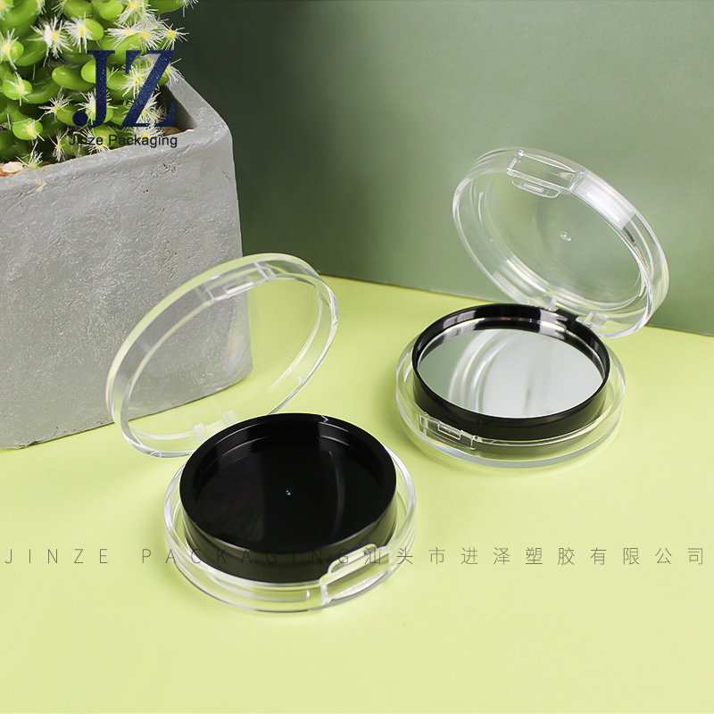 jinze transparent double-deck puff box compact powder case packaging custom color 