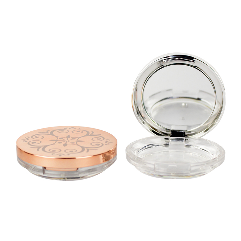 jinze round shape transparent bottom compact powder packaging case with mirror custom print