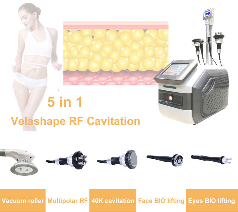 Portable 5 in 1 Velashape vacuum roller cavitation RF BIO body slimming and face lift machine
