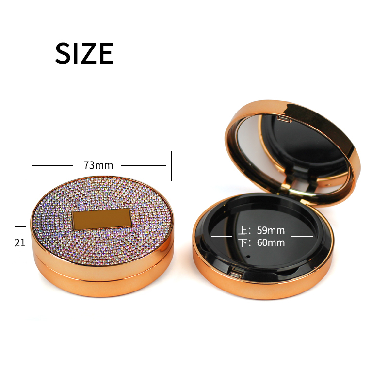jinze gold color with two layer magnetic empty compact powder case with mirror