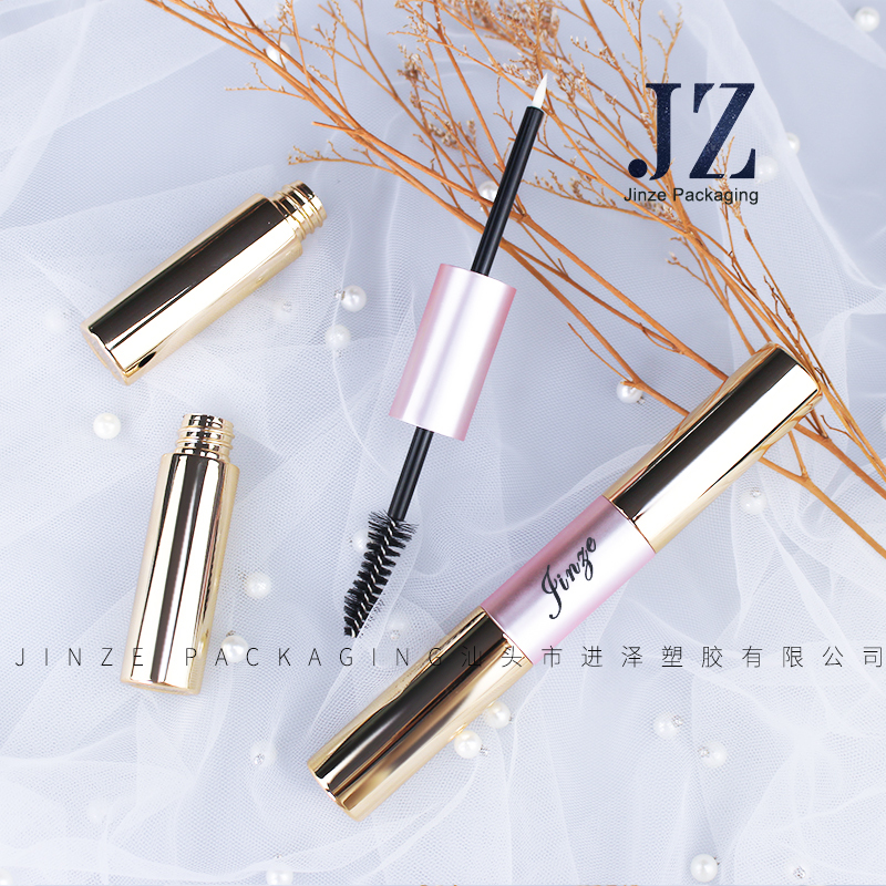 luxury double-end pink and gold eyeliner container mascara tube bottle