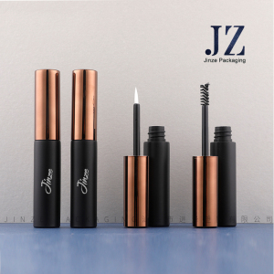 jinze coffee gold round shape mascara tube packaging eyeliner container with custom wand brush 6ml 