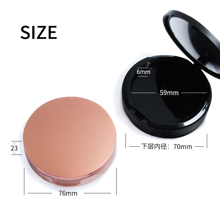 Cosmetic packaging custom plastic round makeup empty compact powder case blusher container 
