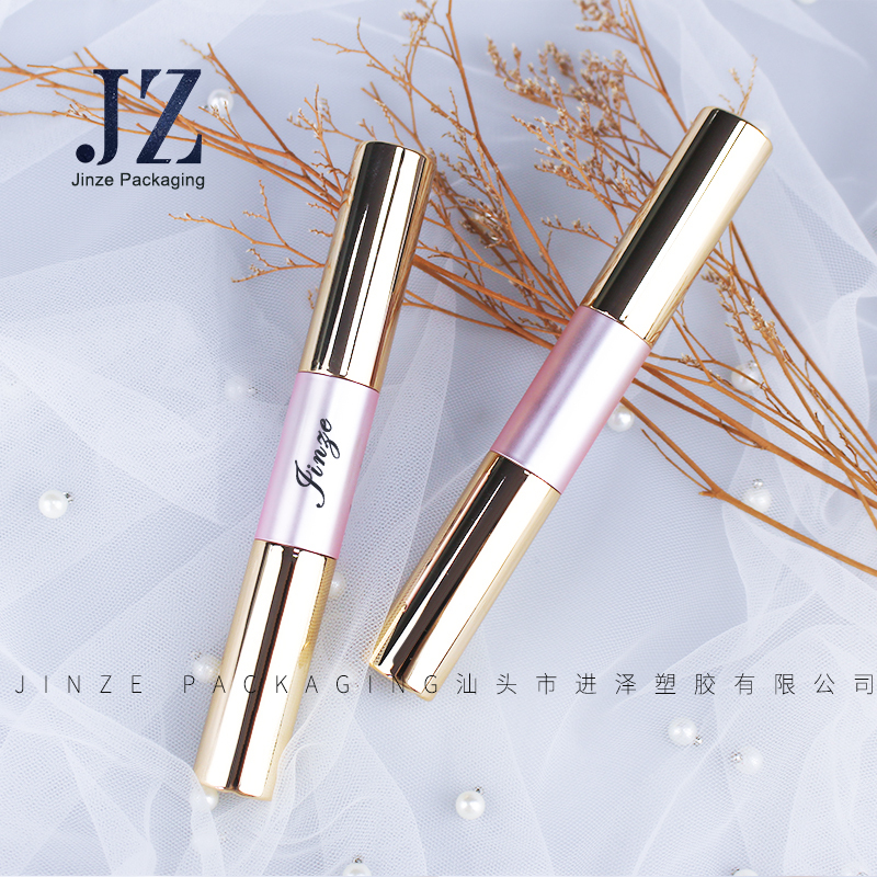 luxury double-end pink and gold eyeliner container mascara tube bottle