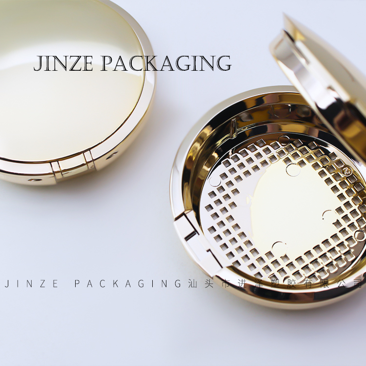 Cosmetic packaging round gold empty makeup compact powder case container with mirror 