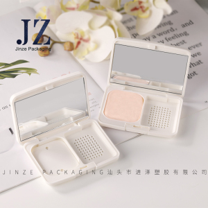jinze wholesale square shape elegant ivory white makeup empty compact powder case with mirror 