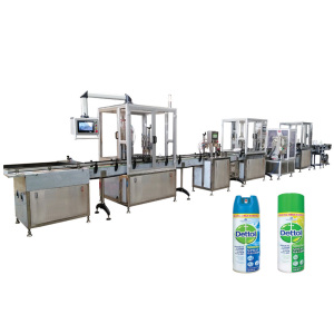 Automatic Aerosol Disinfectant 75% Alcohol Spray Filling Machine Line