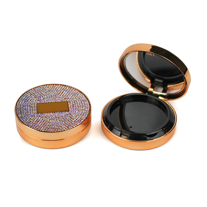 jinze gold color with two layer magnetic empty compact powder case with mirror