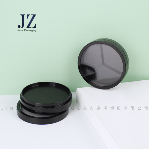 jinze round shape screw caps pressed powder compact case 3 color eyeshadow container