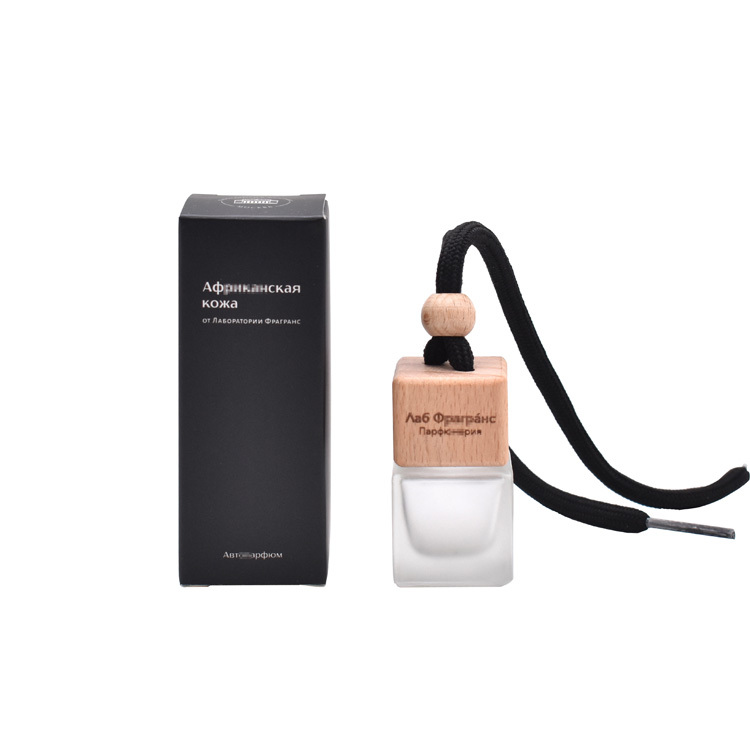 unique square 8ml wooden cap car air freshener perfume oil packaging glass bottle for car perfume