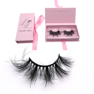 MH013 Hitomi Hot Sale Custom Package empty eyelash box container natural 3D mink eyelashes Fluffy 25mm Mink Eyelashes