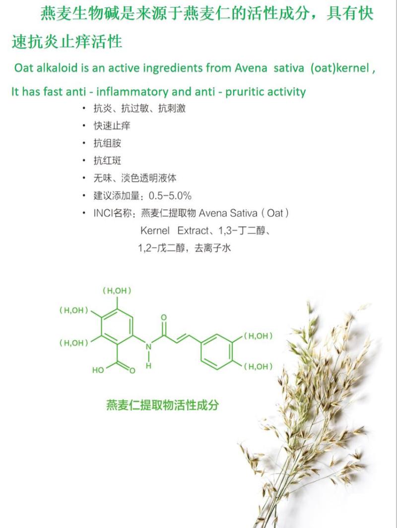Avena Sativa (Oat) Kernel Extract Anti-inflammatory Anti-pruritic Anti-allergic