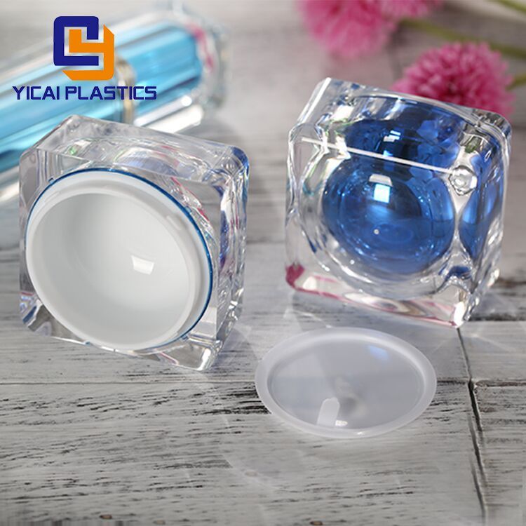 High quality beauty mini square shaped plastic transparent clear acrylic crown jar 