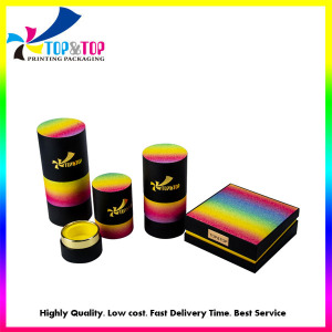 Custom Design Rainbow Rigid Round Box Square Box for Cosmetic Set