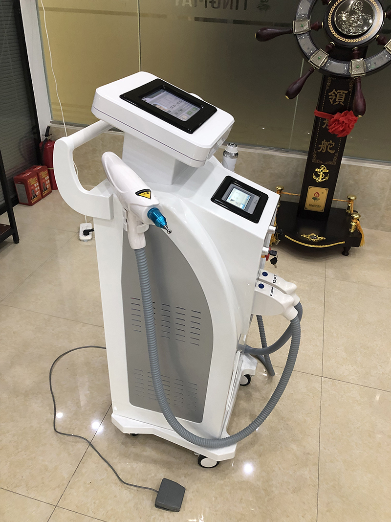 High quality 4 in 1 elight ipl / opt rf nd yag laser tattoo removal / hair removal machine for spa 