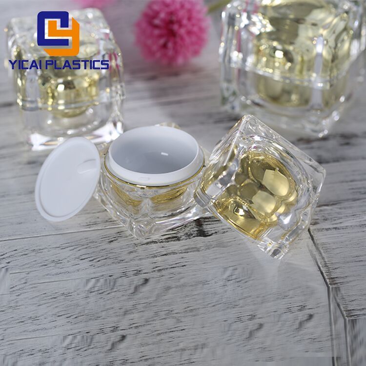 High quality beauty mini square shaped plastic transparent clear acrylic crown jar 