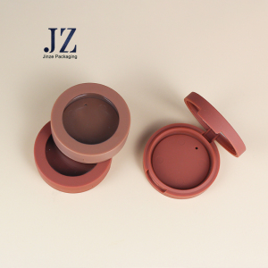 jinze round shape rubber finish custom color single color emtpy eyeshadow case blusher packaging