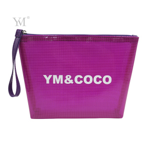 New fashion clear mesh cosmetic bags pouch purple pvc makeup bag