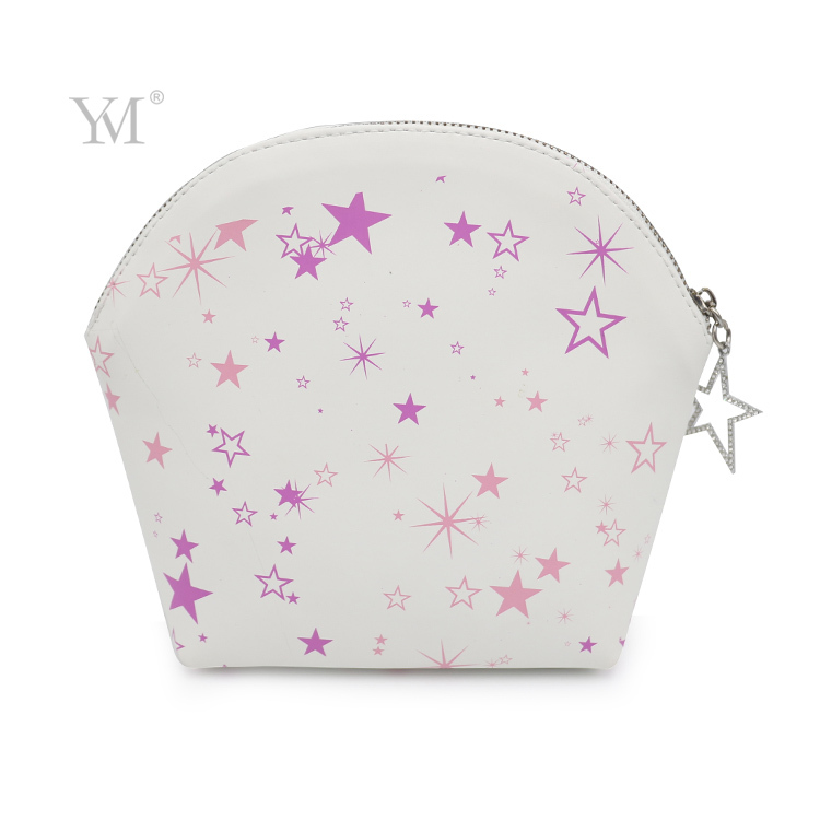 Simple design cosmetic bag pouch pu leather shell shape customized picture make up bag  PG-330