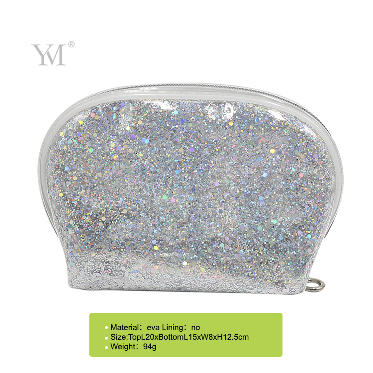 New arrivals clear eva makeup bag custom brand cosmetic pouch with glitter