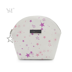 Simple design cosmetic bag pouch pu leather shell shape customized picture make up bag  PG-330