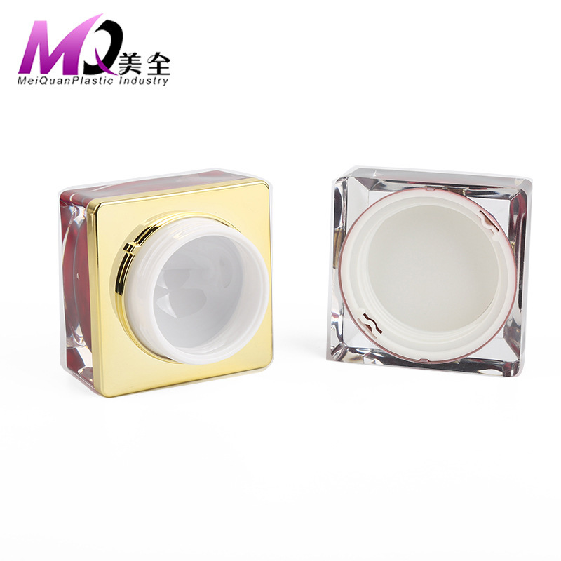 Luxury square acrylic jar 20g 30g 50g facial cream jar 