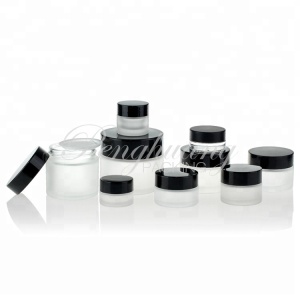 Cosmetic Packaging 5g 10g 20g 30g 50g 100g Frosted Glass Cream Jar with Black Lid 